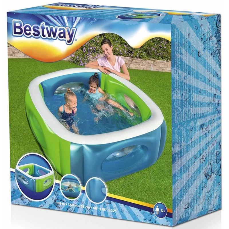 BESTWAY Carré De Piscine Avec Hublots 168 X 168 X 56 Cm 51132 2 BESTWAY Carré De Piscine Avec Hublots 168 X 168 X 56 Cm 51132 – Image 2