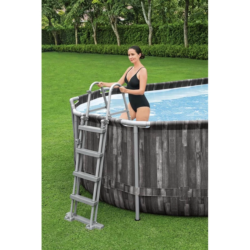 BESTWAY Power Steel Piscine Hors Sol Ovale Décor Bois, 610 X 366 X 122 Cm 5611R 2 BESTWAY Power Steel Piscine Hors Sol Ovale Décor Bois, 610 X 366 X 122 Cm 5611R – Image 2