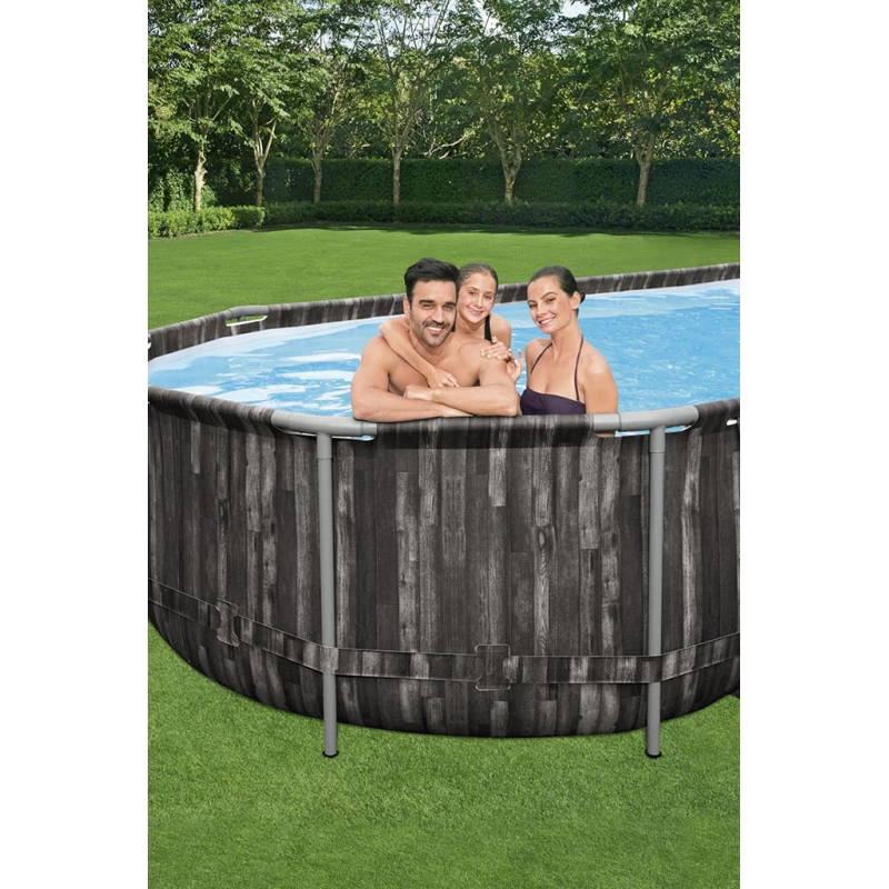 BESTWAY Power Steel Piscine Hors Sol Ovale Décor Bois, 732 X 366 X 122 Cm 5611T 3 BESTWAY Power Steel Piscine Hors Sol Ovale Décor Bois, 732 X 366 X 122 Cm 5611T – Image 3