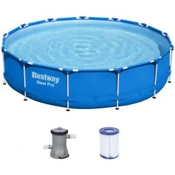 BESTWAY Steel Pro Piscine Hors Sol Ronde, 396 X 84 Cm, Avec Pompe 5612E