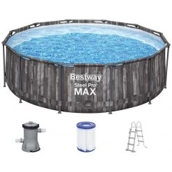 BESTWAY Steel Pro Max Piscine Hors Sol Ronde Décor Bois 366 X 100 Cm, 5614X