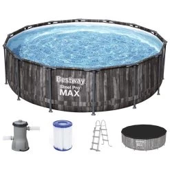 BESTWAY Steel Pro Max Piscine Hors Sol Ronde Décor Bois, 427 X 107 Cm 5614Z