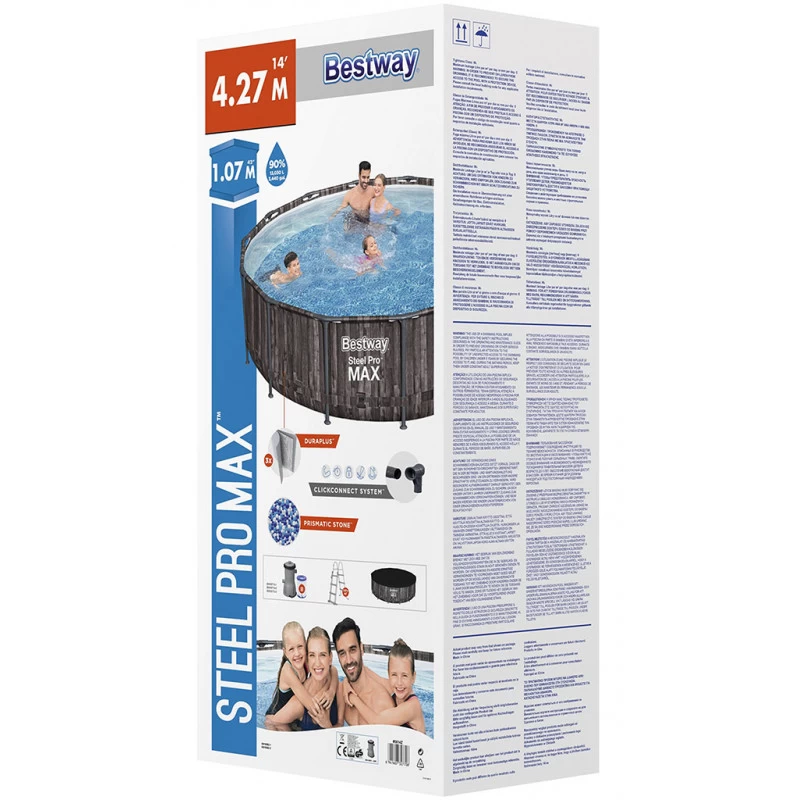 BESTWAY Steel Pro Max Piscine Hors Sol Ronde Décor Bois, 427 X 107 Cm 5614Z 4 BESTWAY Steel Pro Max Piscine Hors Sol Ronde Décor Bois, 427 X 107 Cm 5614Z – Image 4