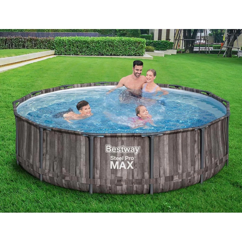 BESTWAY Steel Pro Max Piscine Hors Sol Ronde Décor Bois, 427 X 107 Cm 5614Z 2 BESTWAY Steel Pro Max Piscine Hors Sol Ronde Décor Bois, 427 X 107 Cm 5614Z – Image 2