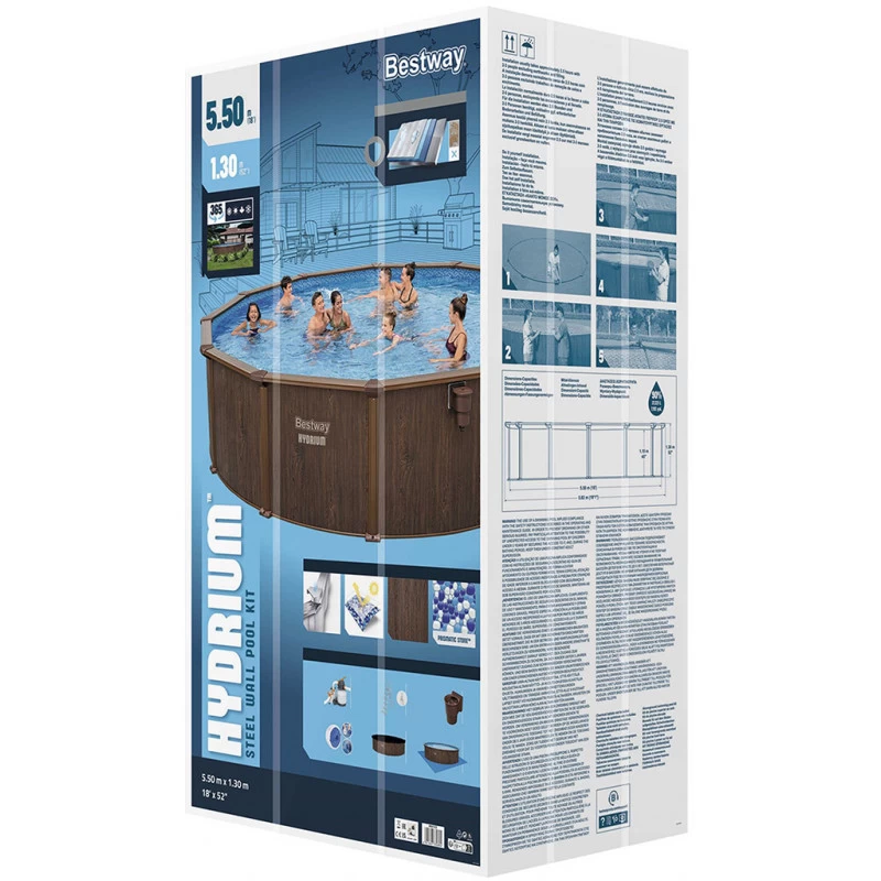 BESTWAY Hydrium Piscine Hors Sol Acier Ronde, 550 X 130 Cm 561CS 3 BESTWAY Hydrium Piscine Hors Sol Acier Ronde, 550 X 130 Cm 561CS – Image 3