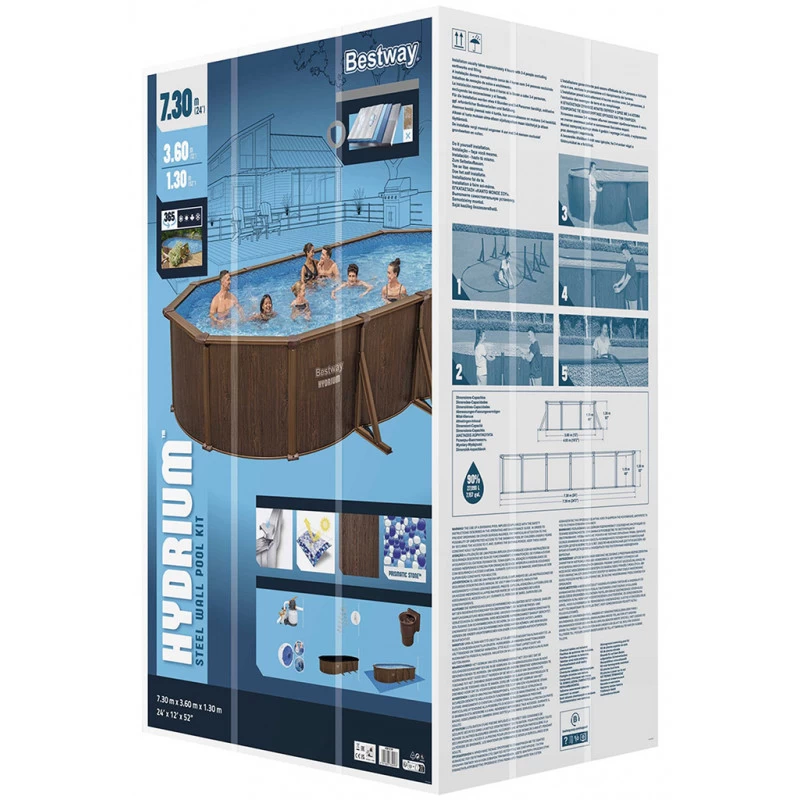 BESTWAY Hydrium Piscine Hors Sol Acier Ovale, 730 X 360 X 130 Cm 561CW 3 BESTWAY Hydrium Piscine Hors Sol Acier Ovale, 730 X 360 X 130 Cm 561CW – Image 3