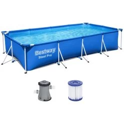 BESTWAY Steel Pro Piscine Hors Sol Rectangulaire, 400 X 211 X 81 Cm, Avec Pompe 56424
