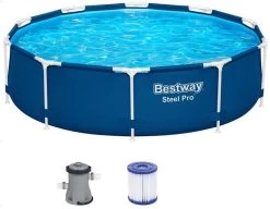 BESTWAY Steel Pro Piscine Hors Sol Ronde, 305 X 76 Cm, Avec Pompe 56679