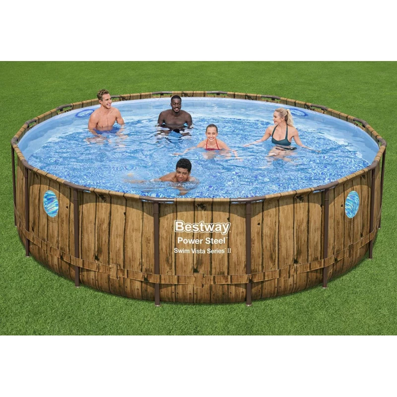 BESTWAY Power Steel Swim Vista Piscine Hors Sol Ronde Effet Bois, 488 X 122 Cm 56725 8 BESTWAY Power Steel Swim Vista Piscine Hors Sol Ronde Effet Bois, 488 X 122 Cm 56725 – Image 8