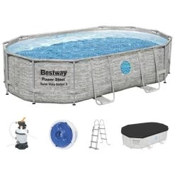 BESTWAY Power Steel Swim Vista Piscine Hors Sol Ovale, 488 X 305 X 107 Cm 56946