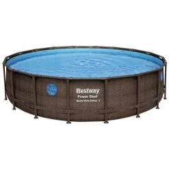BESTWAY Power Steel Swim Vista Piscine Hors Sol Ronde Effet Bois, 549 X 122 Cm 56977