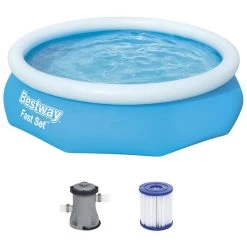BESTWAY Fast Set Piscine Hors Sol Ronde, 305 X 76 Cm, Avec Pompe 57270