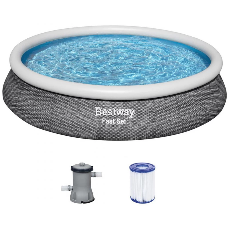 BESTWAY Fast Set Piscine Hors Sol, 457 X 84 Cm, Avec Pompe 57313 1 BESTWAY Fast Set Piscine Hors Sol, 457 X 84 Cm, Avec Pompe 57313
