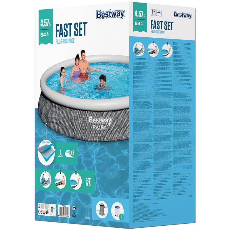 BESTWAY Fast Set Piscine Hors Sol, 457 X 84 Cm, Avec Pompe 57313 9 BESTWAY Fast Set Piscine Hors Sol, 457 X 84 Cm, Avec Pompe 57313 – Image 9