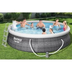 BESTWAY Fast Set Piscine Hors Sol Motif Rotin Gris, 457 X 107 Cm, Avec Pompe 57372 -Bestway Boutique bestway 57372 0 800x800 1
