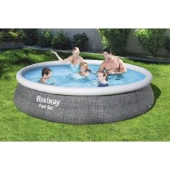 BESTWAY Fast Set Piscine Hors Sol Motif Rotin Gris, 396 X 84 Cm, Avec Pompe 57376 13 BESTWAY Fast Set Piscine Hors Sol Motif Rotin Gris, 396 X 84 Cm, Avec Pompe 57376 -Bestway Boutique bestway 57376 0 800x800 1
