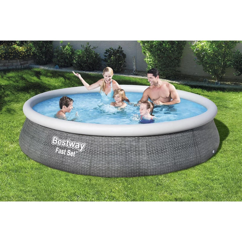 BESTWAY Fast Set Piscine Hors Sol Motif Rotin Gris, 396 X 84 Cm, Avec Pompe 57376 7 BESTWAY Fast Set Piscine Hors Sol Motif Rotin Gris, 396 X 84 Cm, Avec Pompe 57376 – Image 7