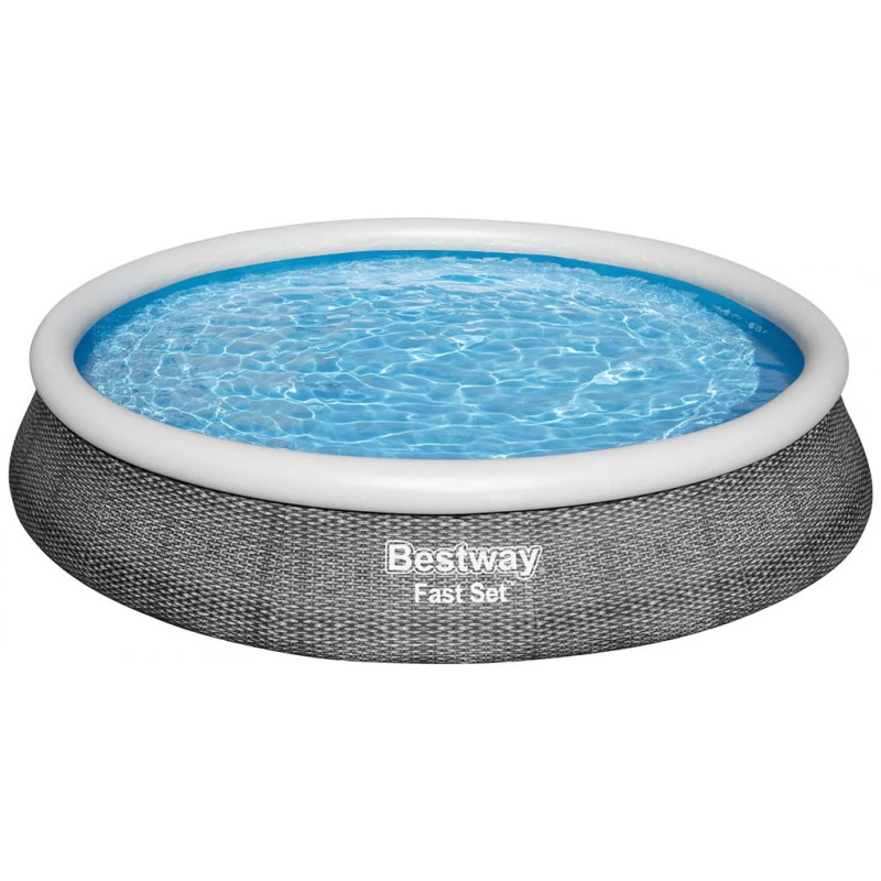 BESTWAY Fast Set Piscine Hors Sol Motif Rotin Gris, 396 X 84 Cm, Avec Pompe 57376 2 BESTWAY Fast Set Piscine Hors Sol Motif Rotin Gris, 396 X 84 Cm, Avec Pompe 57376 – Image 2