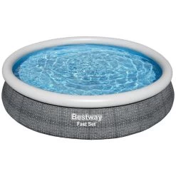 BESTWAY Fast Set Piscine Hors Sol Ronde Effet Rotin, 366 X 76 Cm 57443