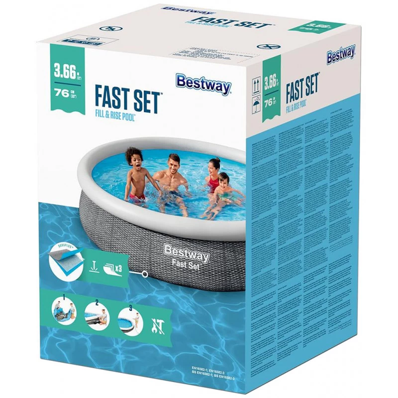 BESTWAY Fast Set Piscine Hors Sol Ronde Effet Rotin, 366 X 76 Cm 57443 5 BESTWAY Fast Set Piscine Hors Sol Ronde Effet Rotin, 366 X 76 Cm 57443 – Image 5