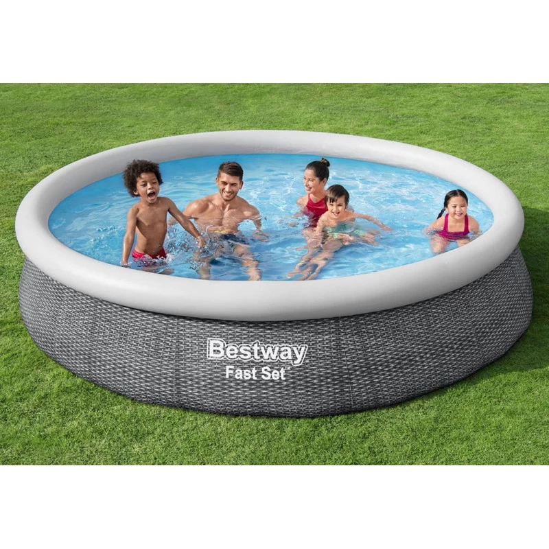 BESTWAY Fast Set Piscine Hors Sol Ronde Effet Rotin, 366 X 76 Cm 57443 4 BESTWAY Fast Set Piscine Hors Sol Ronde Effet Rotin, 366 X 76 Cm 57443 – Image 4